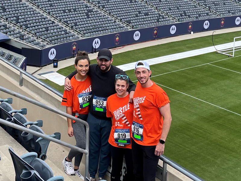 Kristin, Garrett, Liz, and Matt participated in the 2021 Hustle Chicago Stair Climb Event at Soldier Field! The team donations went toward the Respiratory Health Association to help fight lung disease!